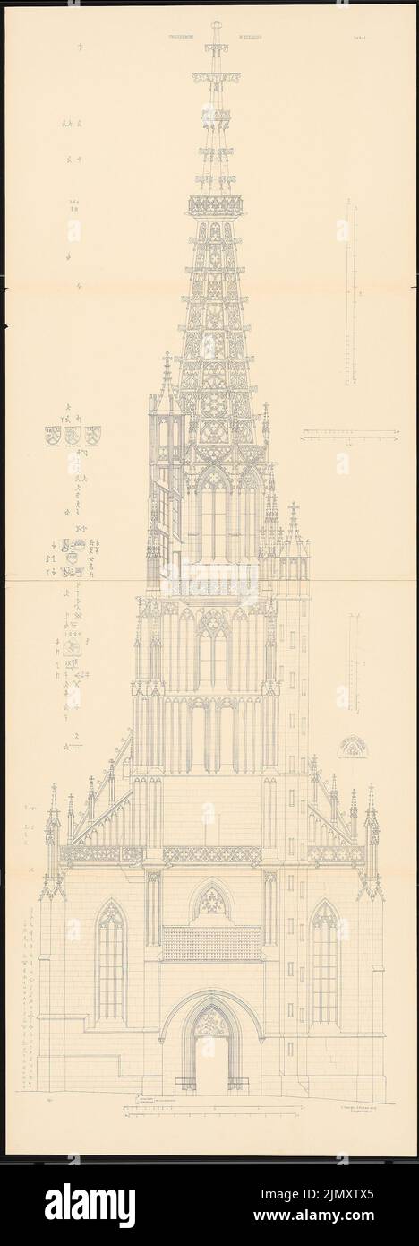 Egle Joseph von (1818-1899), Frauenkirche, Esslingen: Turmanicht. Pressure on paper, 191 x 68.9 cm (including scan edge). Stock Photo