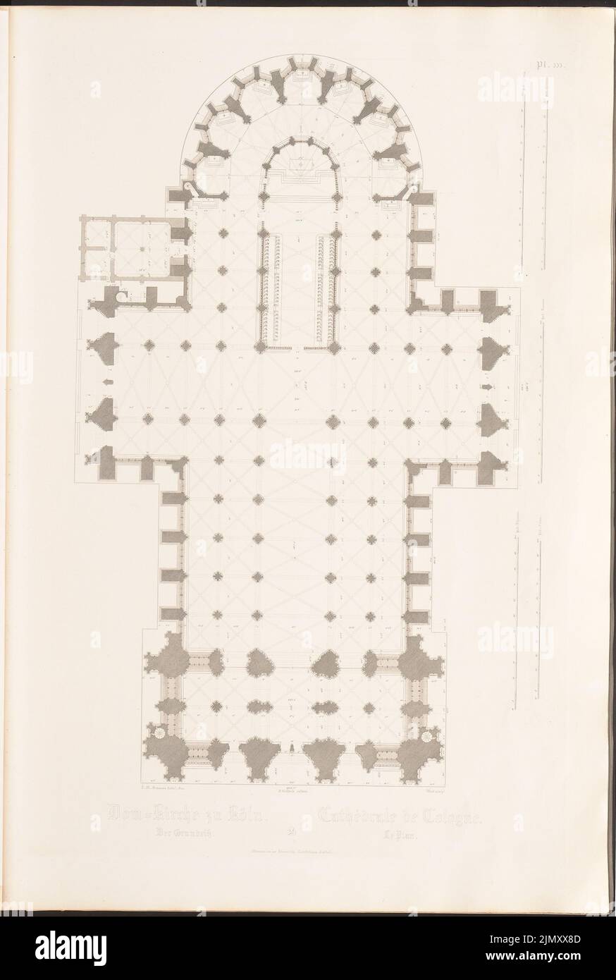 Boisseree Sulpiz (1783-1854), view, cracks and individual parts of the cathedral of Cologne (1842-1842): floor plan. Stitch on paper, 86.8 x 58.4 cm (including scan edges) Stock Photo