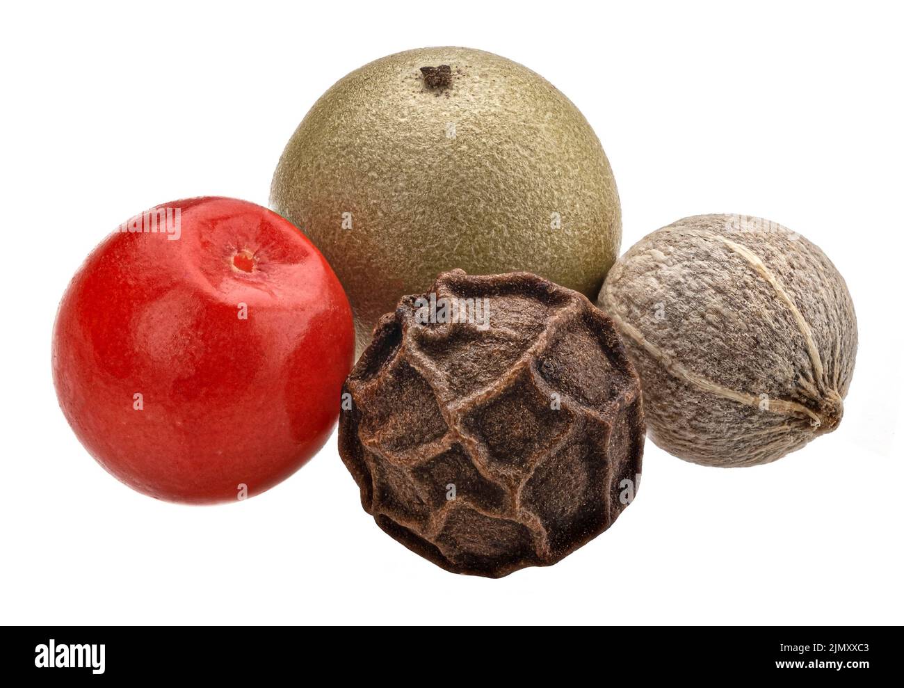 Pepper mix of black, red and white peppercorns isolated Stock Photo Alamy