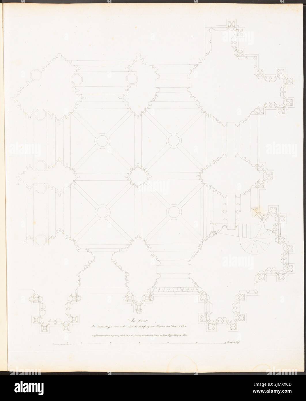 Moller Georg (1784-1852), Cathedral in Cologne. Table band with facsimiles of the original drawings (1817-1817): floor plan 1st tower floor. Stitch on paper, 65.9 x 53.9 cm (including scan edges) Stock Photo