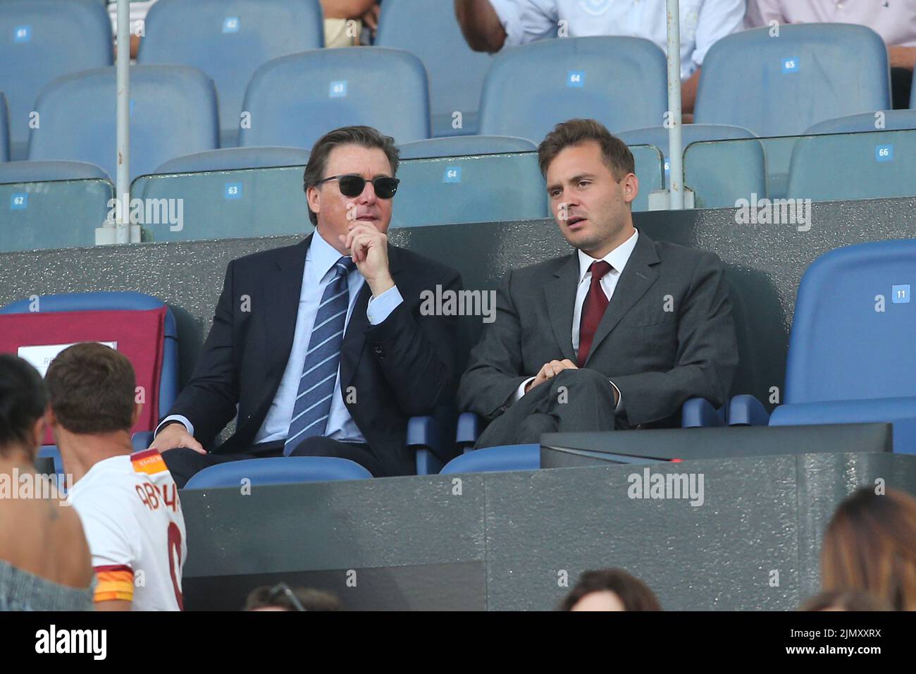 Rome, Italy. 07th Aug, 2022. Rome, Italy 07.08.2022: Dan Friedkin and Ryan Friedkin on the stand during the Pre-Season Friendly 2022/2023 match between AS Roma vs Shakhtar Donetsk at the Olimpic Stadium in Rome on 07 August 2022. Credit: Independent Photo Agency/Alamy Live News Stock Photo