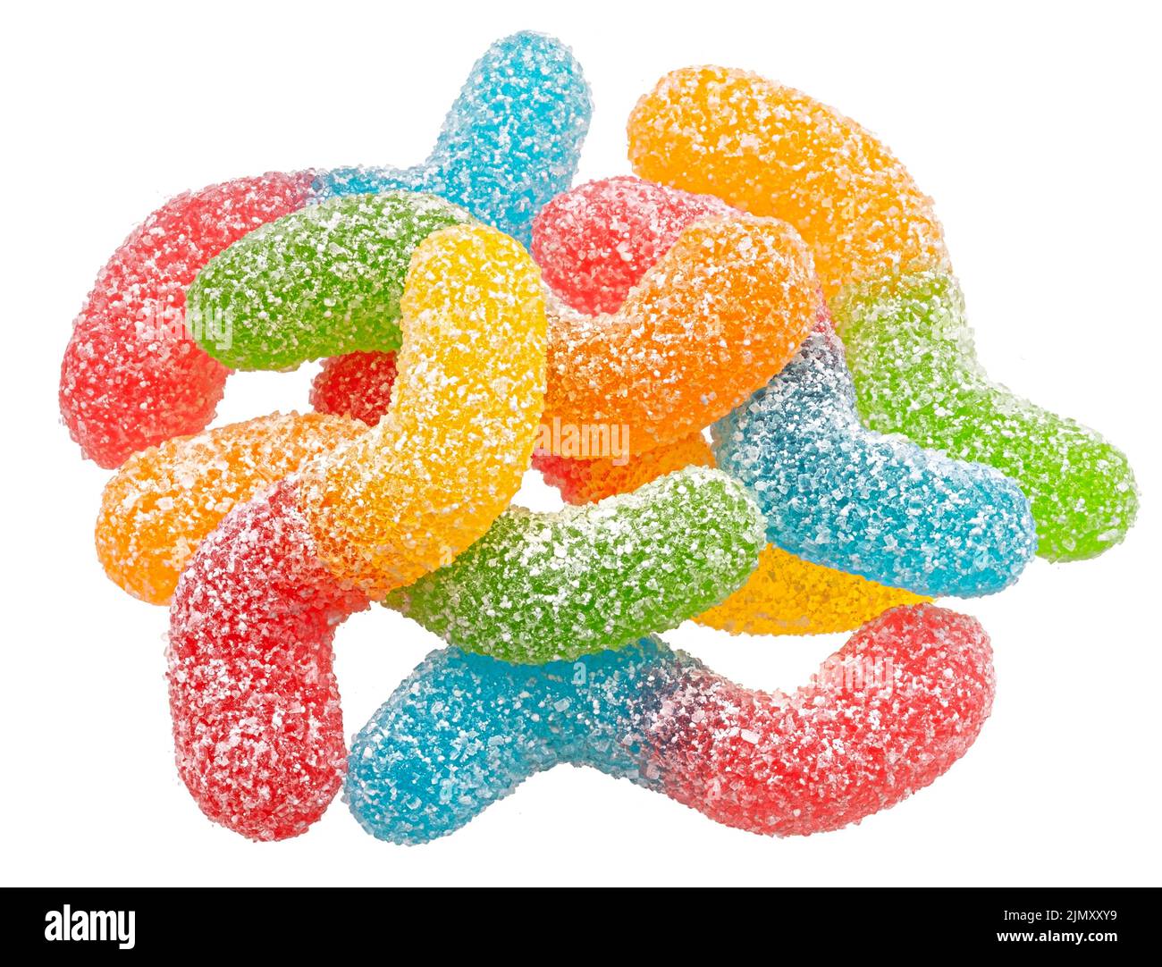 Sour gummy worms isolated on white background Stock Photo - Alamy