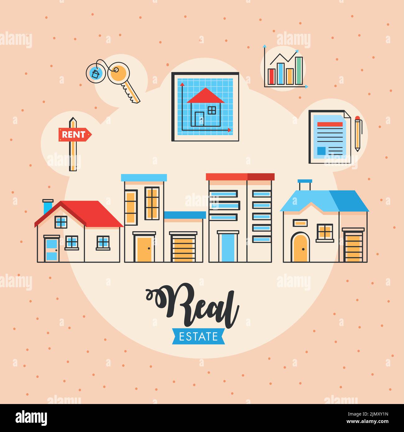 real estate lettering concept with icons Stock Vector Image & Art - Alamy