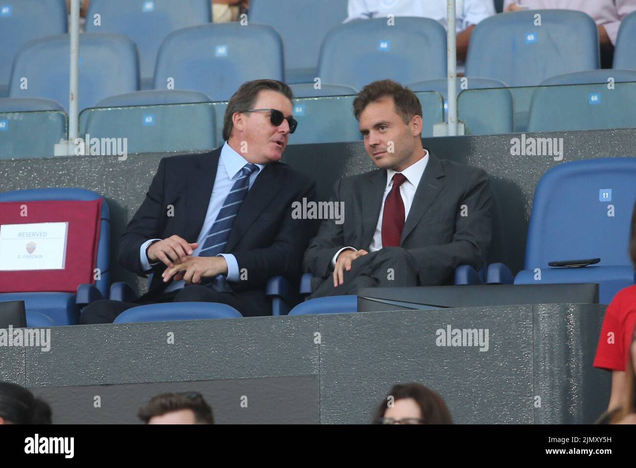 Rome, Italy. 07th Aug, 2022. Rome, Italy 07.08.2022: Dan Friedkin and Ryan Friedkin on the stand during the Pre-Season Friendly 2022/2023 match between AS Roma vs Shakhtar Donetsk at the Olimpic Stadium in Rome on 07 August 2022. Credit: Independent Photo Agency/Alamy Live News Stock Photo