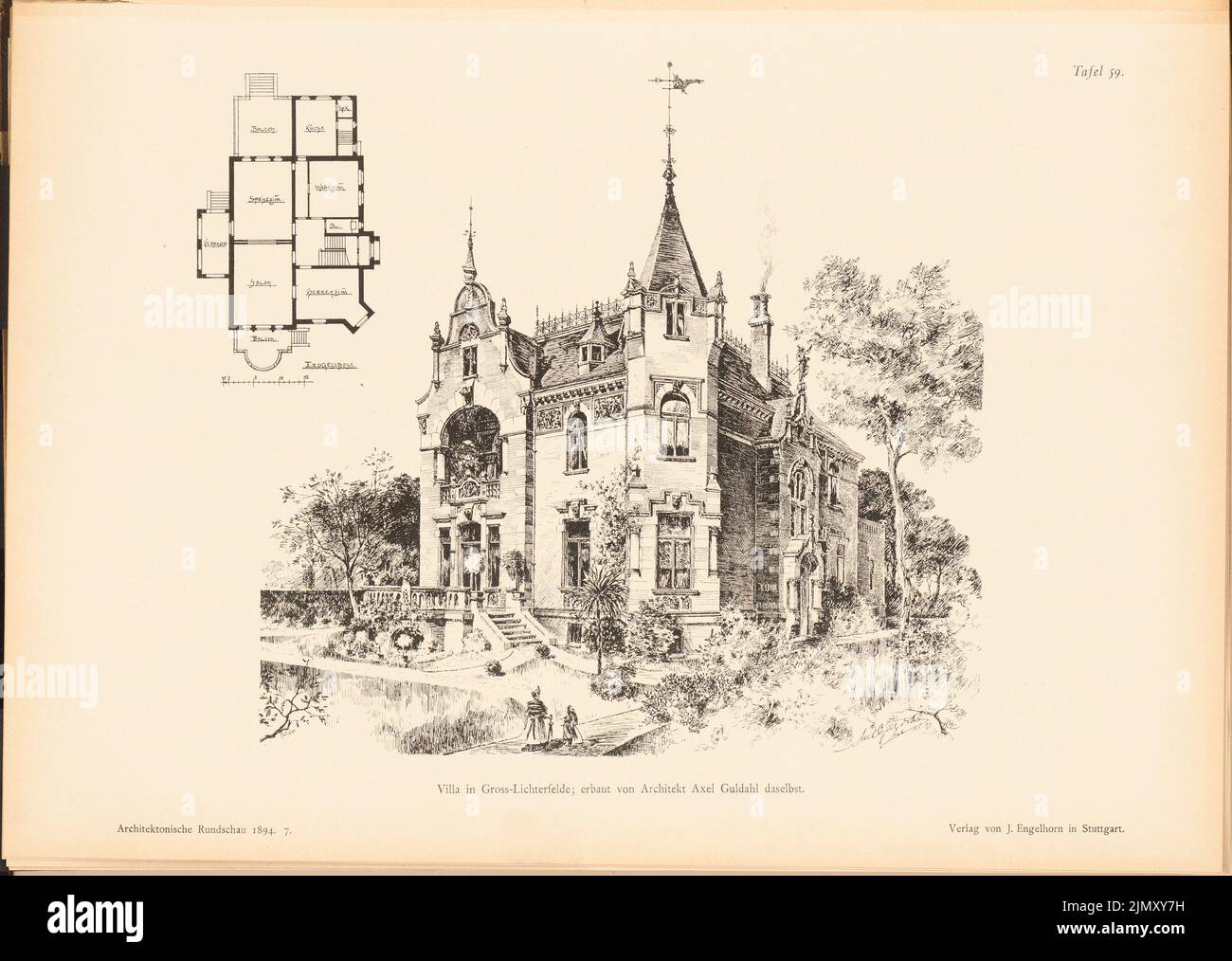Güldahl Axel, Villa, Groß-Lichterfelde. (From: Architect. Rundschau, ed. Pressure on paper, 27.4 x 38.6 cm (including scan edges) Stock Photo