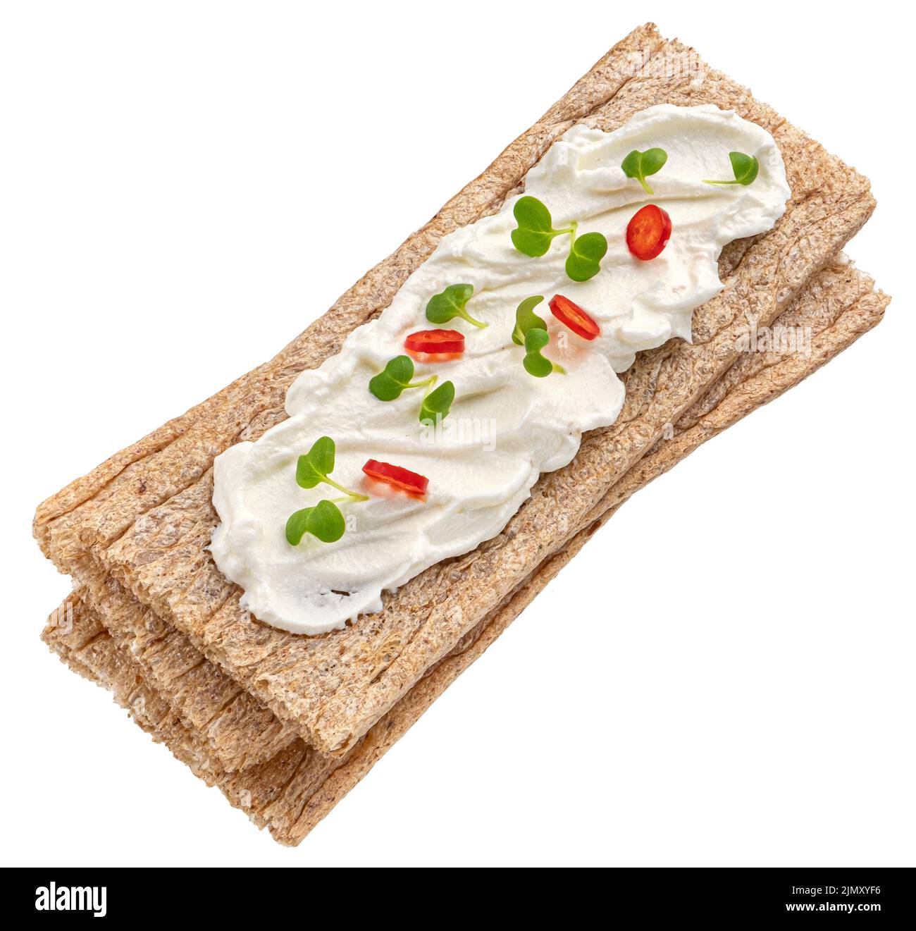 Rye crispbread isolated on white background, top view Stock Photo