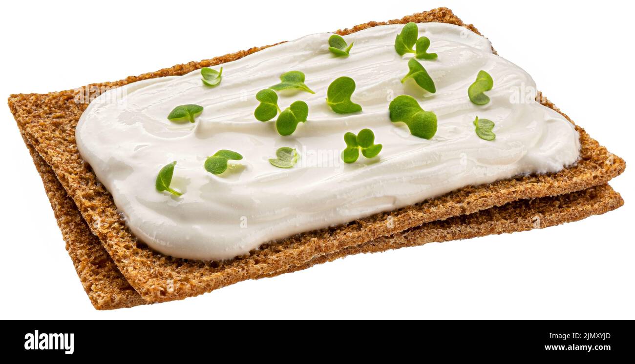 Rye crispbread isolated on white background, top view Stock Photo