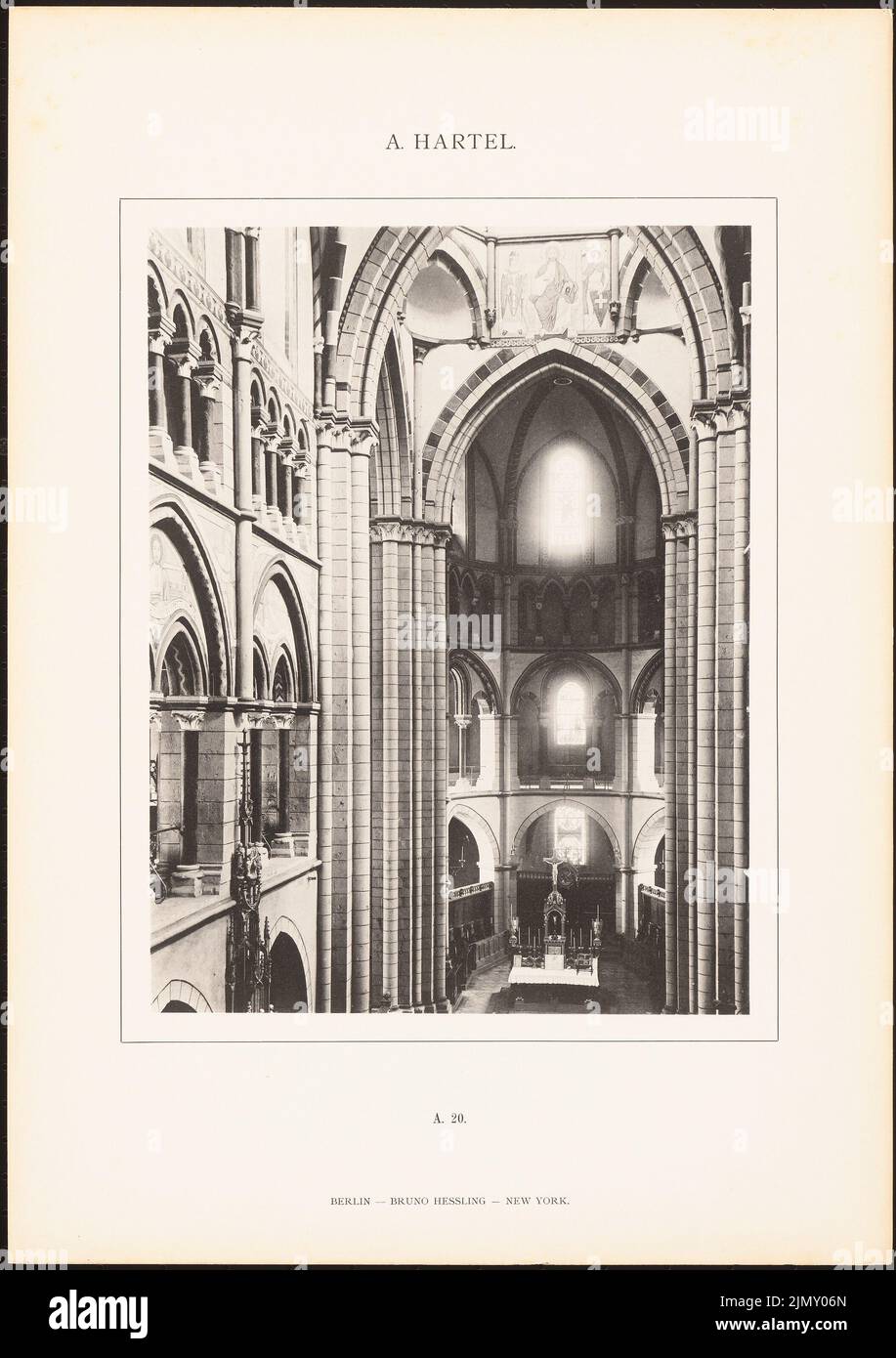 Hartel August (1844-1890), Limburg Cathedral. (From: architecture. Details and ornaments of church architecture in the styles of the Middle Ages, 1st series, Berlin 1896.) (1896-1896): Interior view. Light pressure on paper, 48.6 x 34.3 cm (including scan edges) Stock Photo
