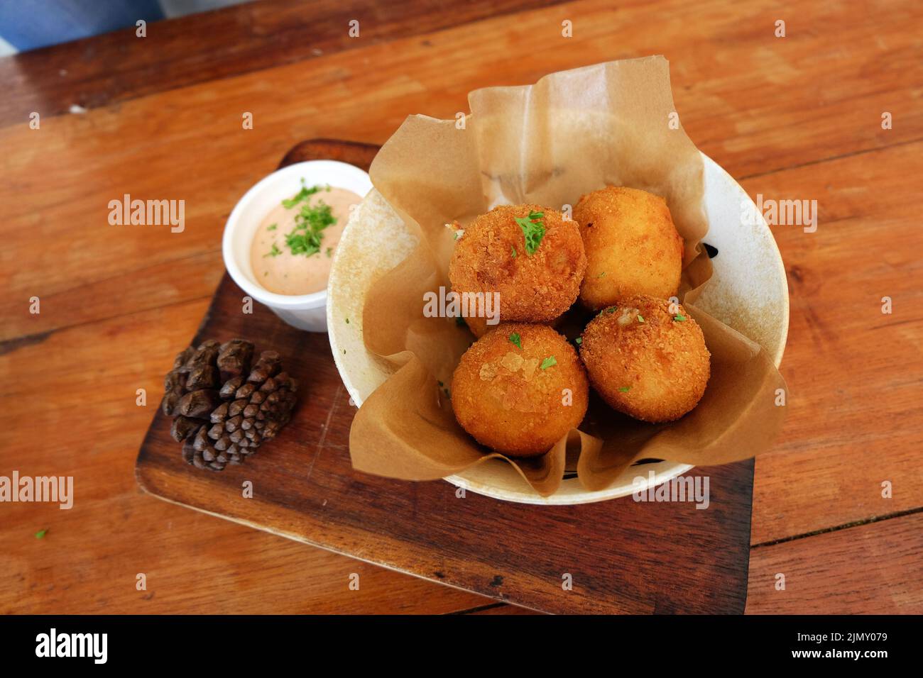 Close up deep fried potato and cheese ball Stock Photo Alamy
