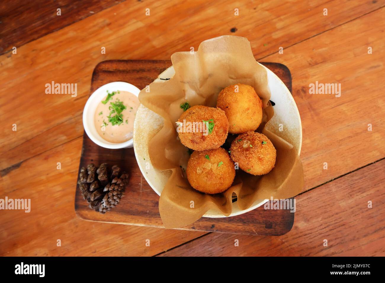 Close up deep fried potato and cheese ball Stock Photo Alamy