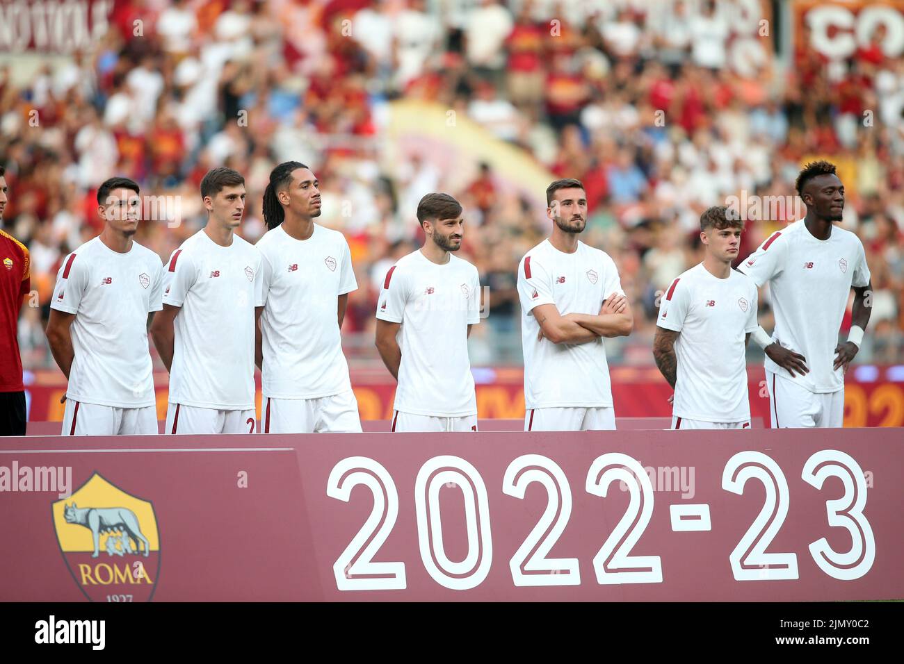 Rome, Italy. 07th Aug, 2022. Rome, Italy 07.08.2022: As Roma team during the Pre-Season Friendly 2022/2023 match between AS Roma vs Shakhtar Donetsk at the Olimpic Stadium in Rome on 07 August 2022. Credit: Independent Photo Agency/Alamy Live News Stock Photo