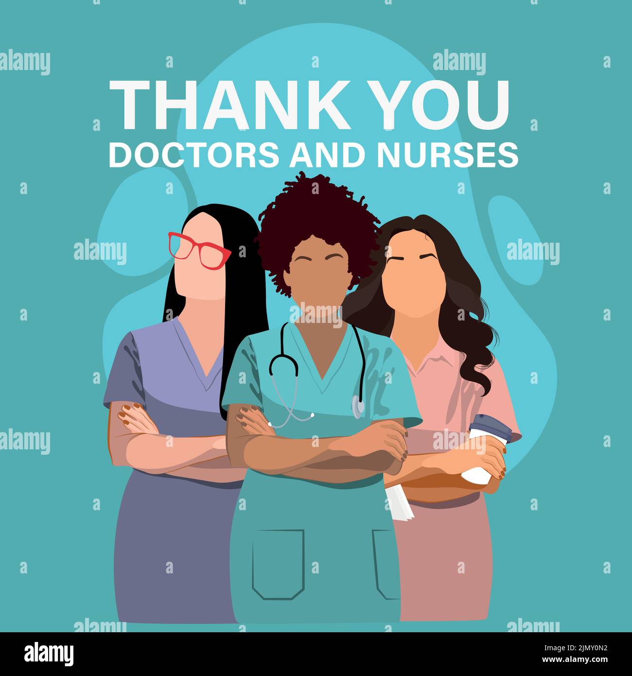 Medical personnel team, character of doctors and nurses wearing a ...