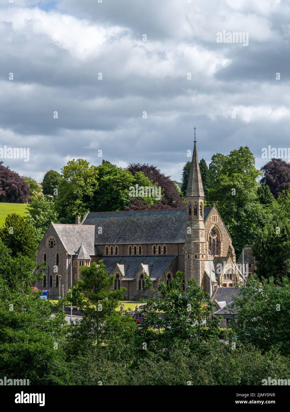 Jedburgh, United Kingdom - 18 June, 2022: view of the historic Church of Scotland Jedburgh Old and Trinity Parish Church Stock Photo