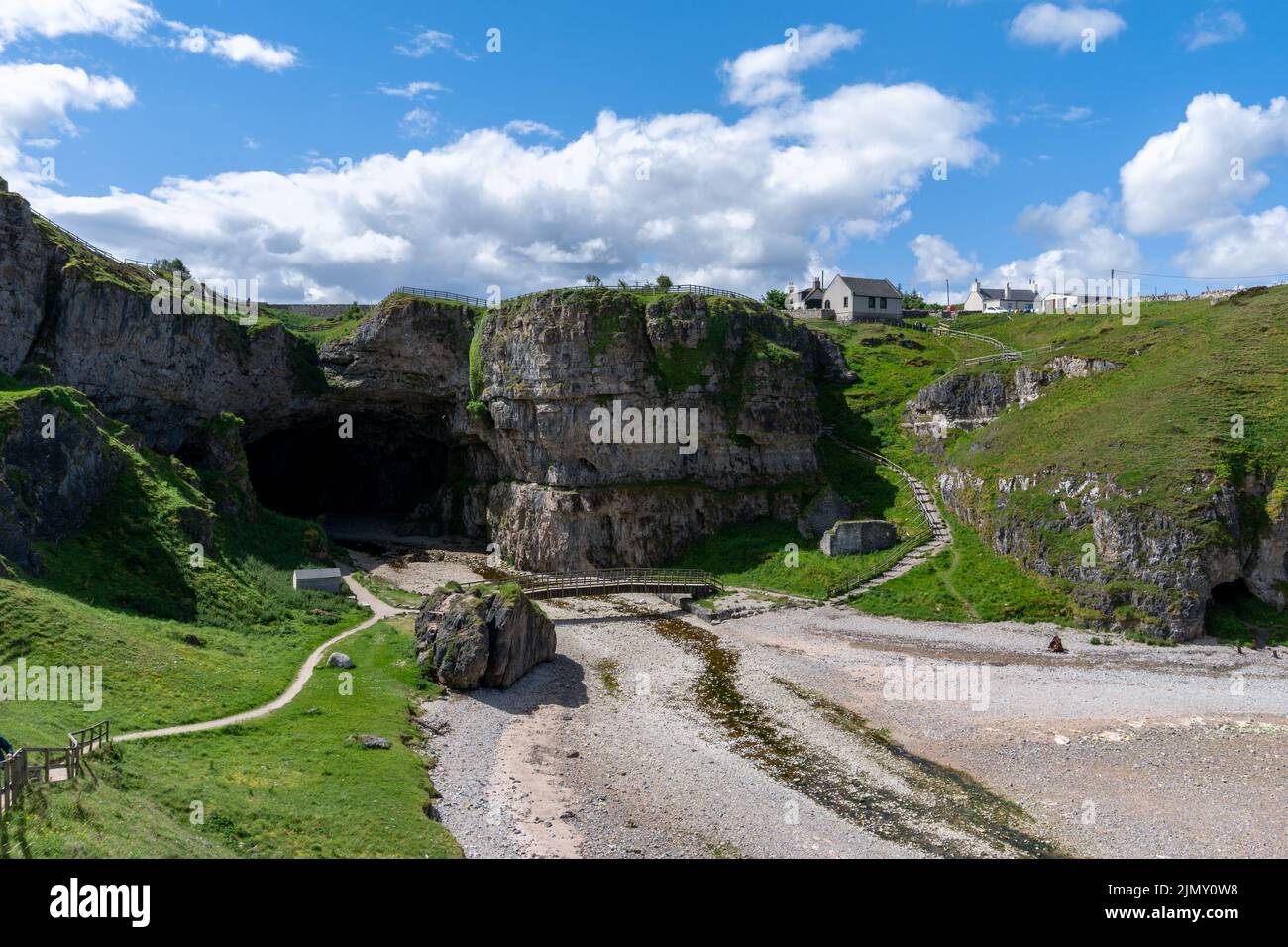 View of the landmark Smoo Cave on the coast of the northwestern Scottish Higlands Stock Photo