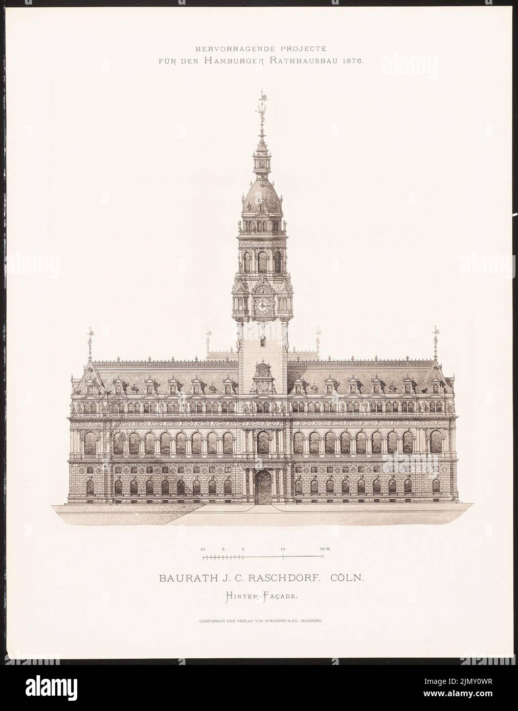Raschdorff Julius (1823-1914), excellent projects for the Hamburg town hall building in 1876 (1876-1876): View from behind. Light pressure on paper, 45.1 x 35.2 cm (including scan edges) Stock Photo