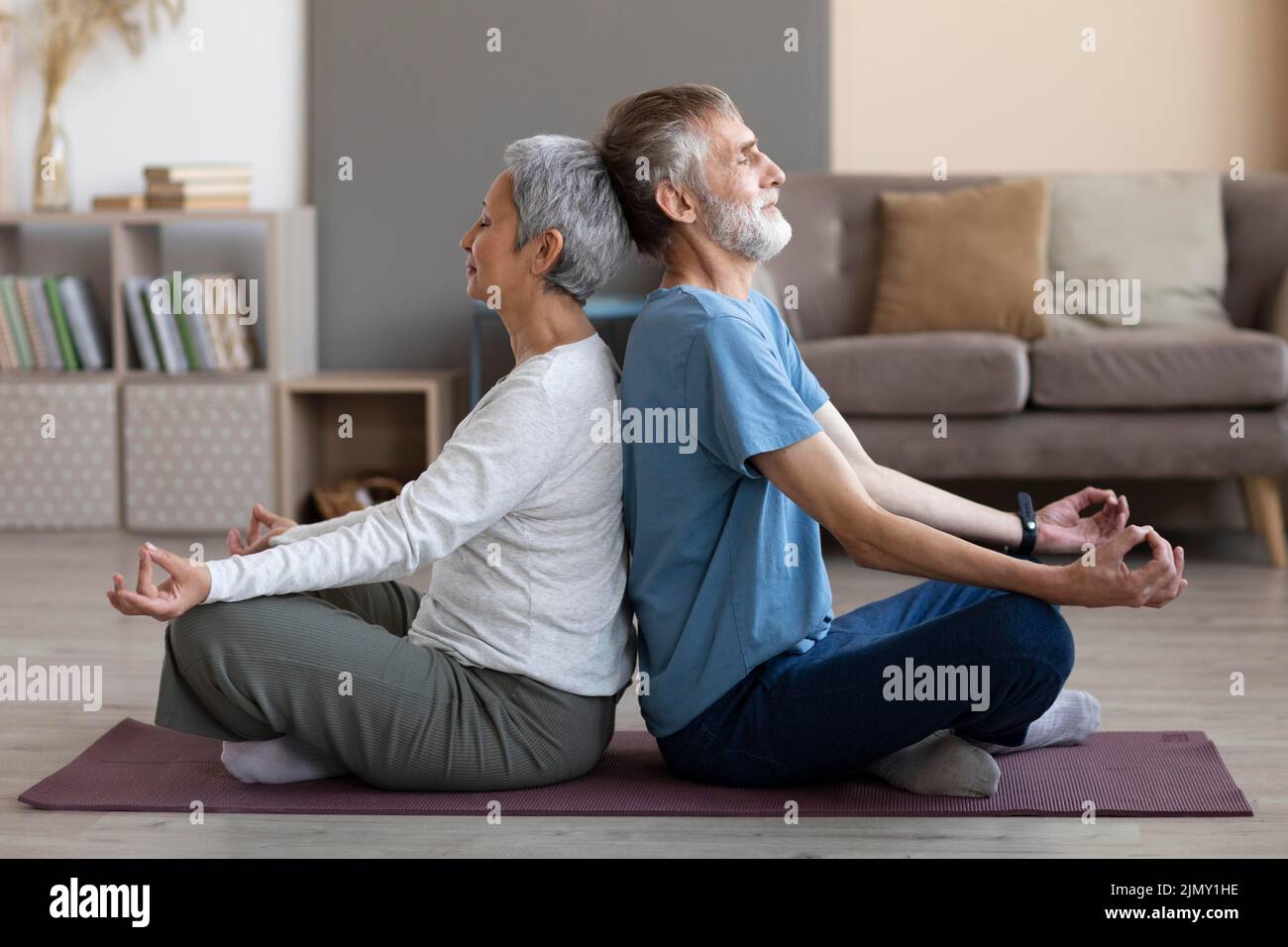 Senior couple training together Stock Photo