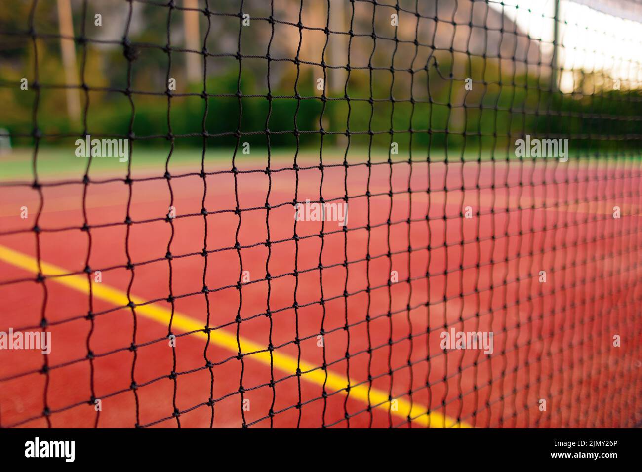 Lawn tennis court and net close up Stock Photo Alamy