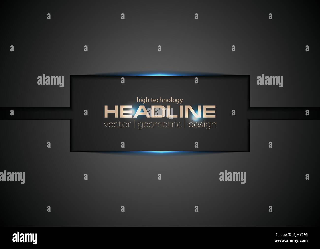Black rectangle with blue neon light abstract background. Vector ...
