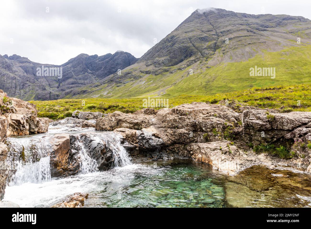 Fairy pools Isle of Skye, Black Cuillins mountain range, waterfalls and landscapes, summer 2022,Scotland,UK,Europe Stock Photo