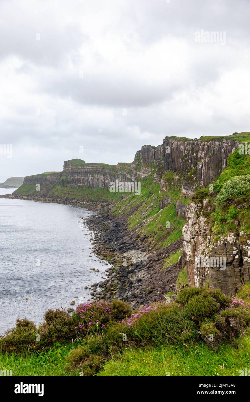 Isle of Skye, sea cliffs near Kilt rock on the trotternish peninsula,Scotland,UK,summer 2022 Stock Photo