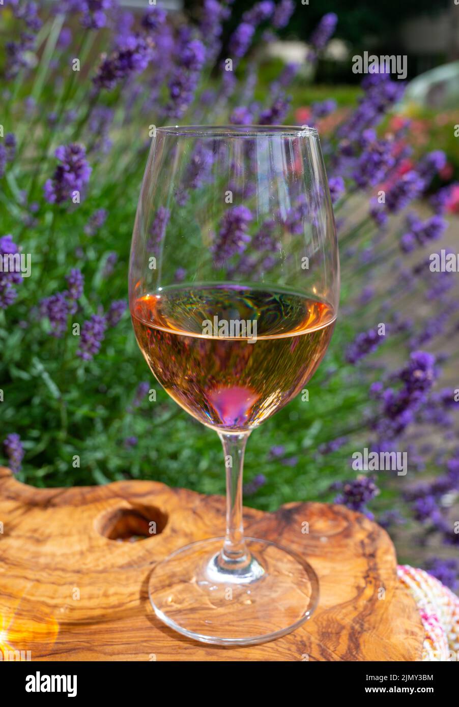 French rose wine from Provence, two glasses of wine with purple