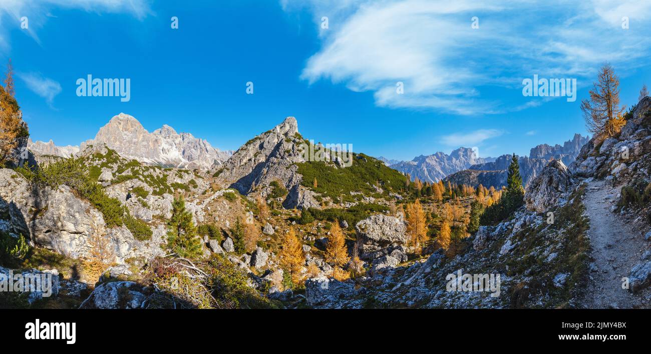 Autumn Dolomites mountain rocky view, Sudtirol, Italy Stock Photo