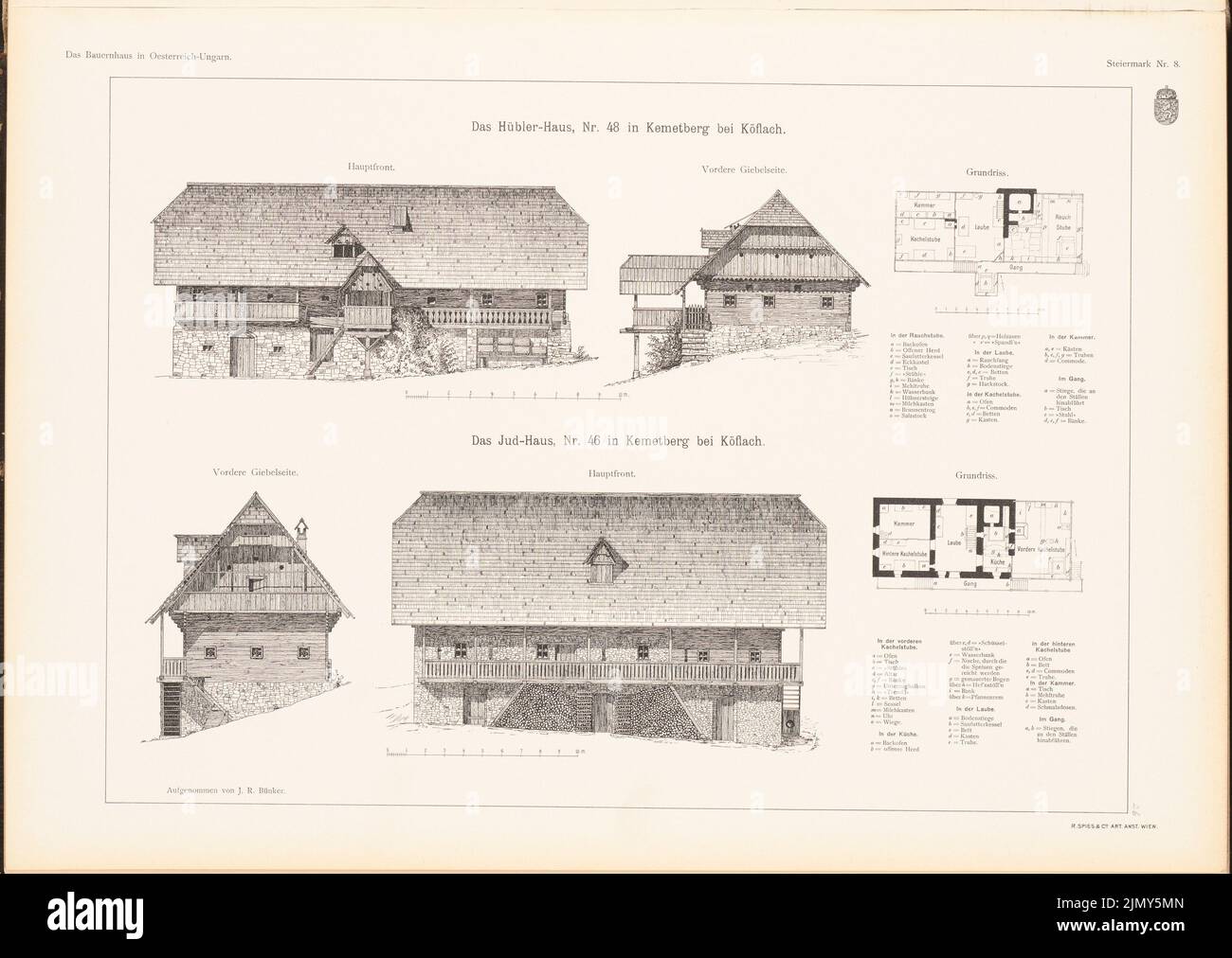 Bünker J. R., Haus Hübler, Köflach. Judhaus, Köflach. (From: The farmhouse in Austria-Hungary, ed. Pressure on paper, 33.8 x 47.6 cm (including scan edges) Stock Photo