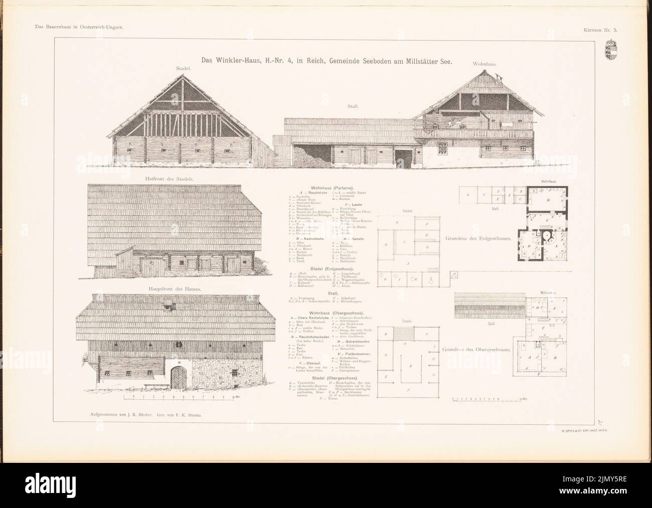 Bünker J. R., Winkler-Haus, Seeboden. (From: The farmhouse in Austria-Hungary, ed. Pressure on paper, 33.8 x 47.6 cm (including scan edges) Stock Photo