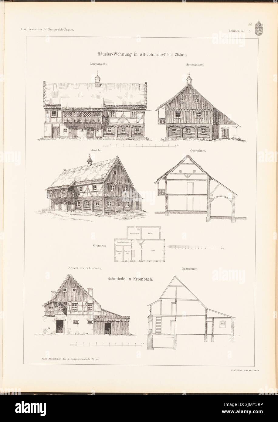 Zittau building trade, Häusler apartment, Zittau. Schmiede, Krombach. (From: The farmhouse in Austria-Hungary, ed. Pressure on paper, 47.7 x 33.6 cm (including scan edges) Stock Photo