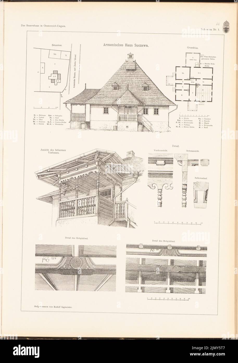 Sagmeister Rudolf, Armenian house Suczawa, Bukovina. (From: The farmhouse in Austria-Hungary, ed. Pressure on paper, 47.8 x 33.6 cm (including scan edges) Stock Photo