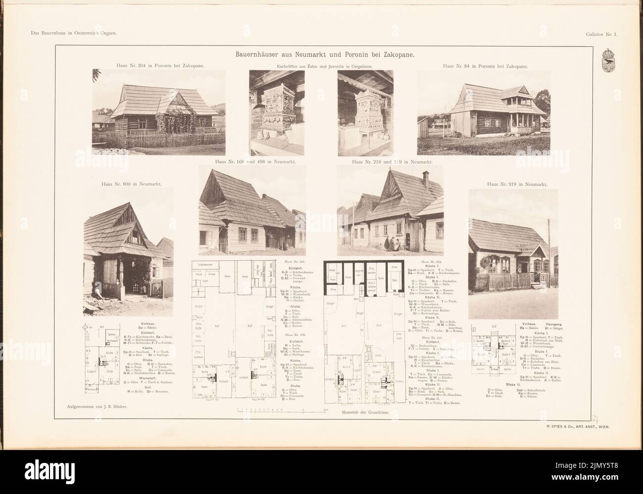 Bünker J. R., farmhouse, Neumarkt, Poronin. (From: The farmhouse in Austria-Hungary, ed. Print on paper, 33.3 x 47.6 cm (including scan edges) Stock Photo