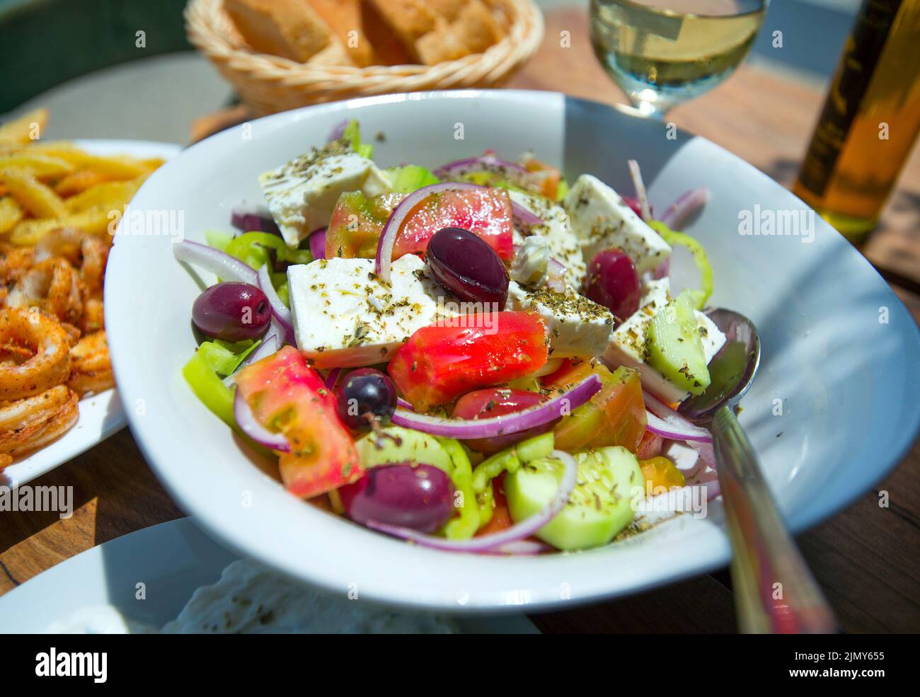 Greek salad, Corfu, Ionian islands, Greece Stock Photo