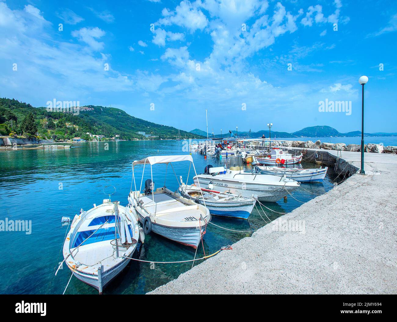 Boukari harbour, Corfu, Ionian islands, Greece Stock Photo