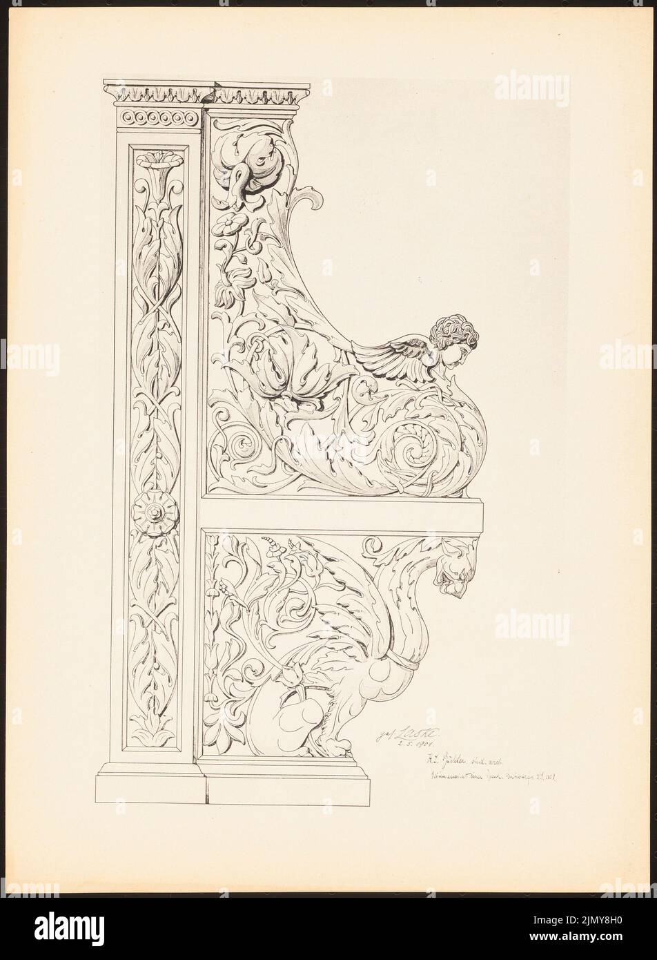 Büchler H. L., Bank. (From: Prints of seminar works by the Royal Technical University of Berlin, Vol. II) (02.05.1901): Side view. Print on paper, 33.2 x 24.3 cm (including scan edges) Stock Photo
