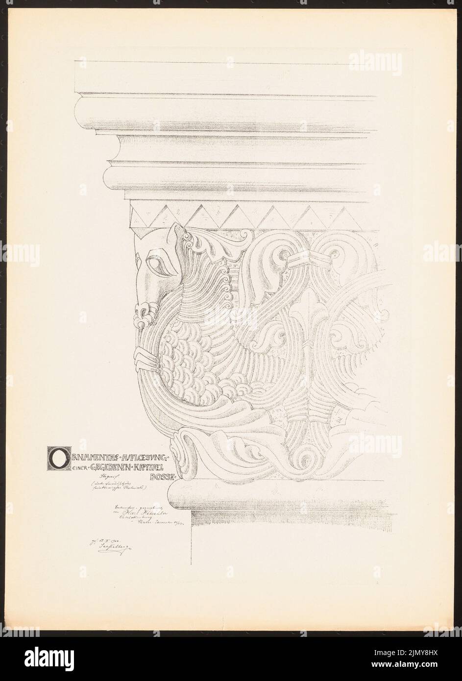 Hitschler Karl, ornamental dissolution of a given chapter boss. (From: Prints of seminar works by the Royal Technical University of Berlin, Vol. II) (12.03.1902): View. Print on paper, 33.9 x 24.6 cm (including scan edges) Stock Photo