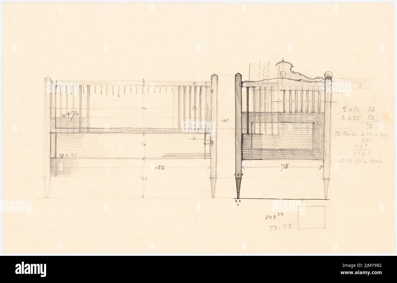Rüster Emil (1883-1949), cot (without date): detailed views. Pencil and ink on paper, 21.5 x 33.4 cm (including scan edges) Stock Photo
