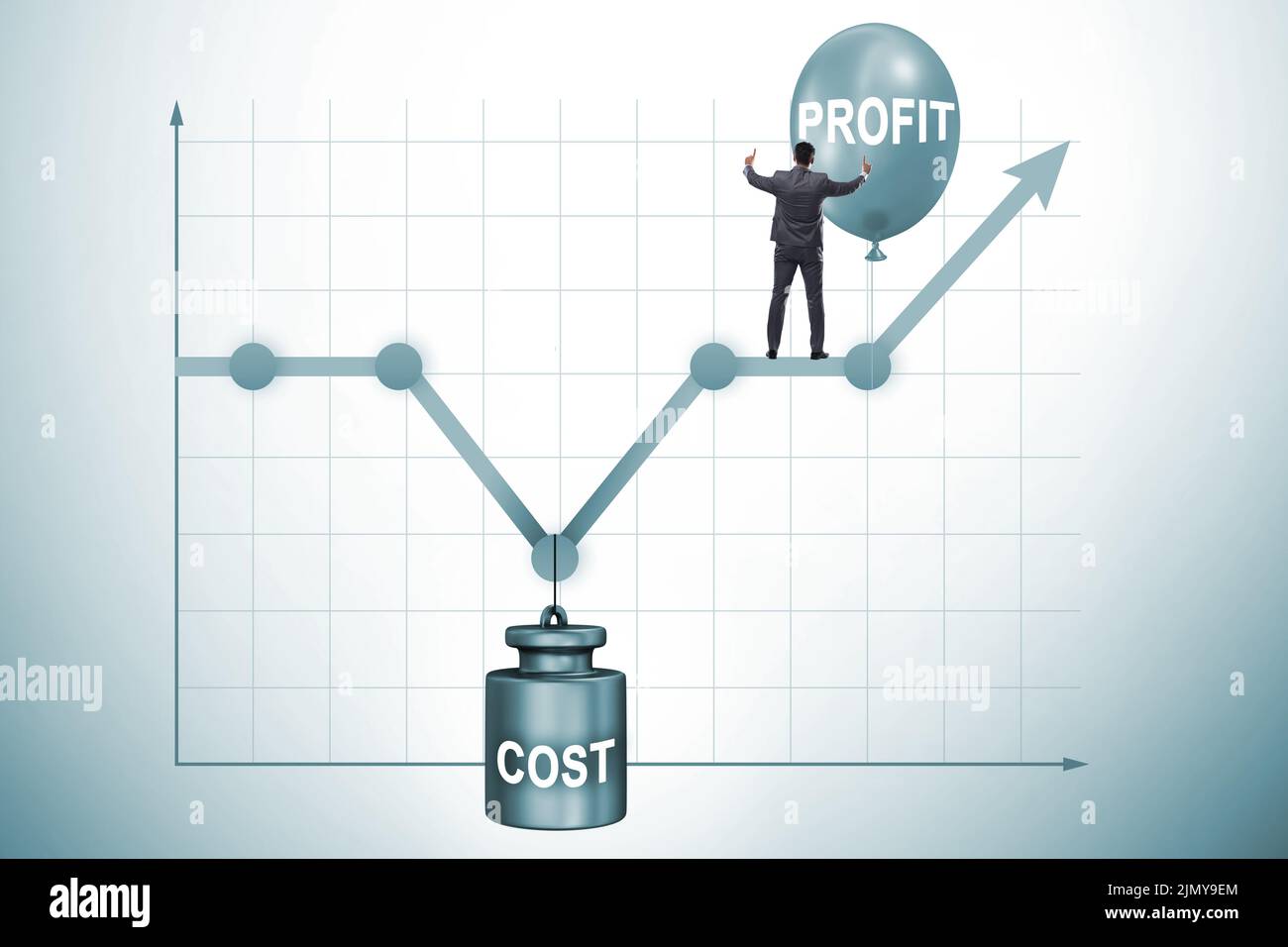 Chart with profit and cost and businessman Stock Photo