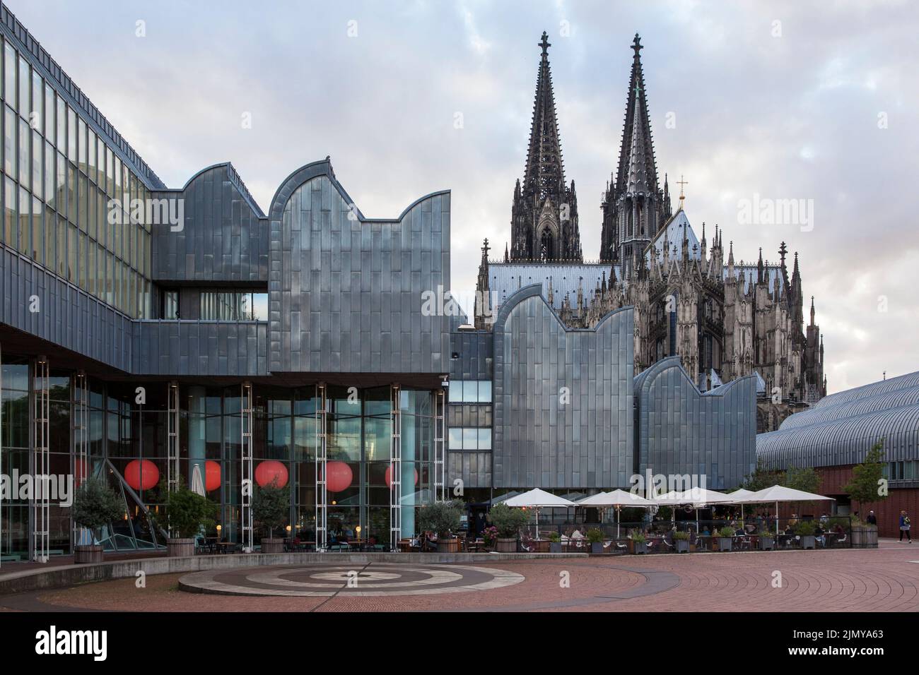 the cathedral and the Museum Ludwig, Cologne, Germany. der Dom und das Museum Ludwig, Koeln, Deutschland. Stock Photo