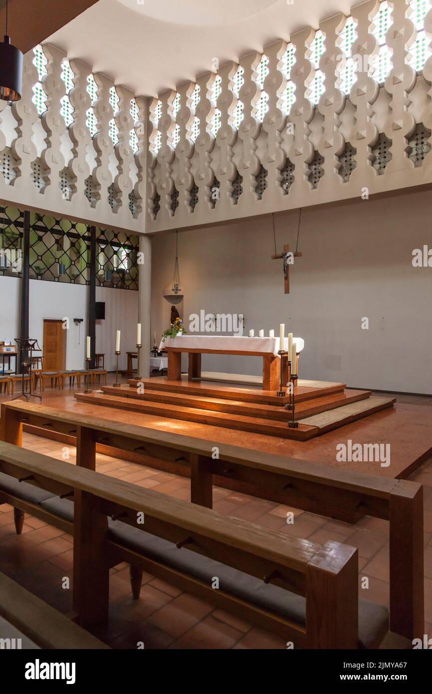 Church Herz-Jesu (Sacred Heard) in Bergisch Gladbach Schildgen, architect Gottfried Boehm, built 1959 - 1960, Bergisch Gladbach, North Rhine-Westphali Stock Photo