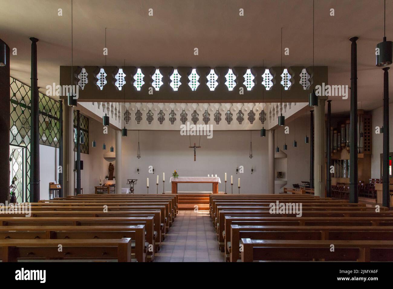 Church Herz-Jesu (Sacred Heard) in Bergisch Gladbach Schildgen, architect Gottfried Boehm, built 1959 - 1960, Bergisch Gladbach, North Rhine-Westphali Stock Photo