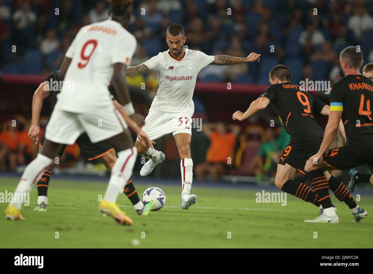 Rome, Italy. 07th Aug, 2022. Rome, Italy 07.08.2022: Spinazzola during the Pre-Season Friendly 2022/2023 match between AS Roma vs Shakhtar Donetsk at the Olimpic Stadium in Rome on 07 August 2022. Credit: Independent Photo Agency/Alamy Live News Stock Photo