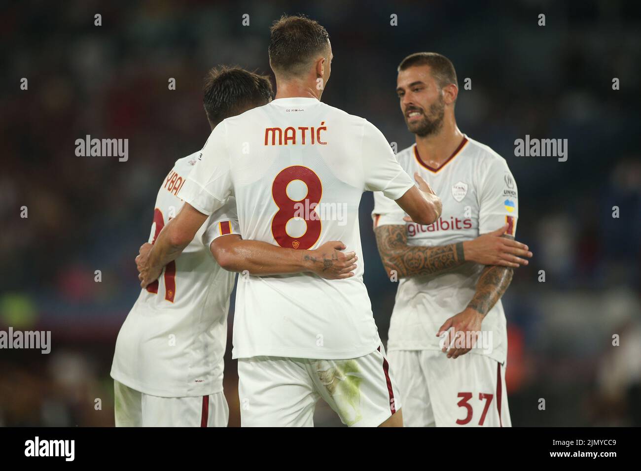 Rome, Italy. 07th Aug, 2022. Rome, Italy 07.08.2022: during the Pre-Season Friendly 2022/2023 match between AS Roma vs Shakhtar Donetsk at the Olimpic Stadium in Rome on 07 August 2022. Credit: Independent Photo Agency/Alamy Live News Stock Photo