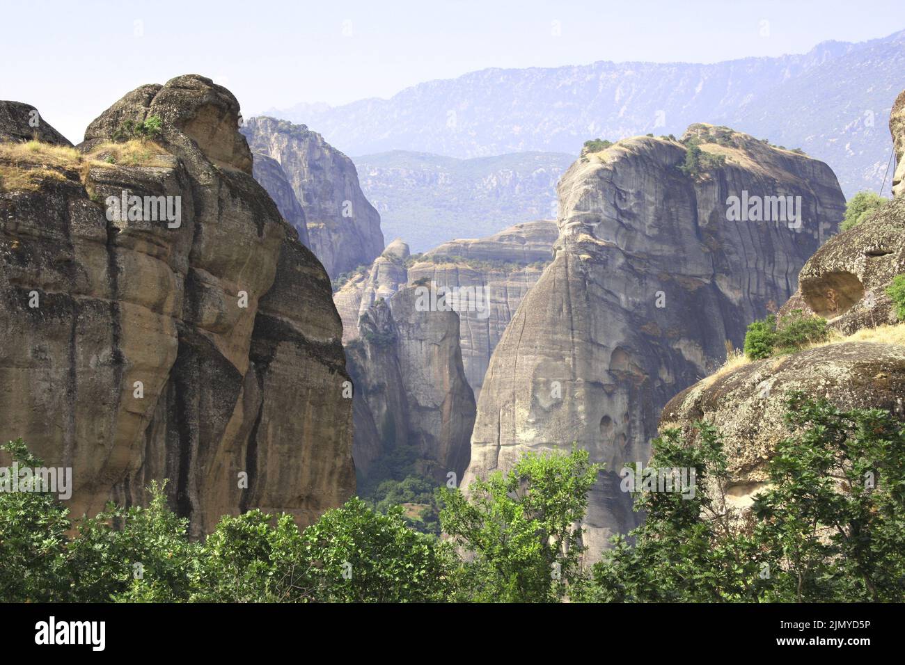 Kalampaka Aerial view of Mountains Meteors (Meteora), Kalampaka, Greece. Top view ...