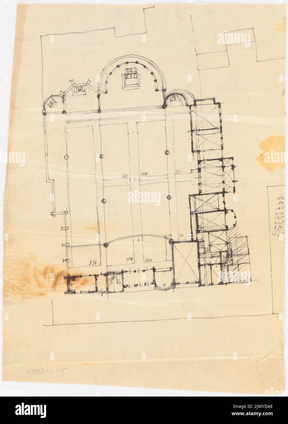 Klomp Johannes Franziskus (1865-1946), St. Martinus, Olpe (1894-1909): Grundrissenstudie (1: 200). Ink on transparent, 42.3 x 30.8 cm (including scan edges) Stock Photo