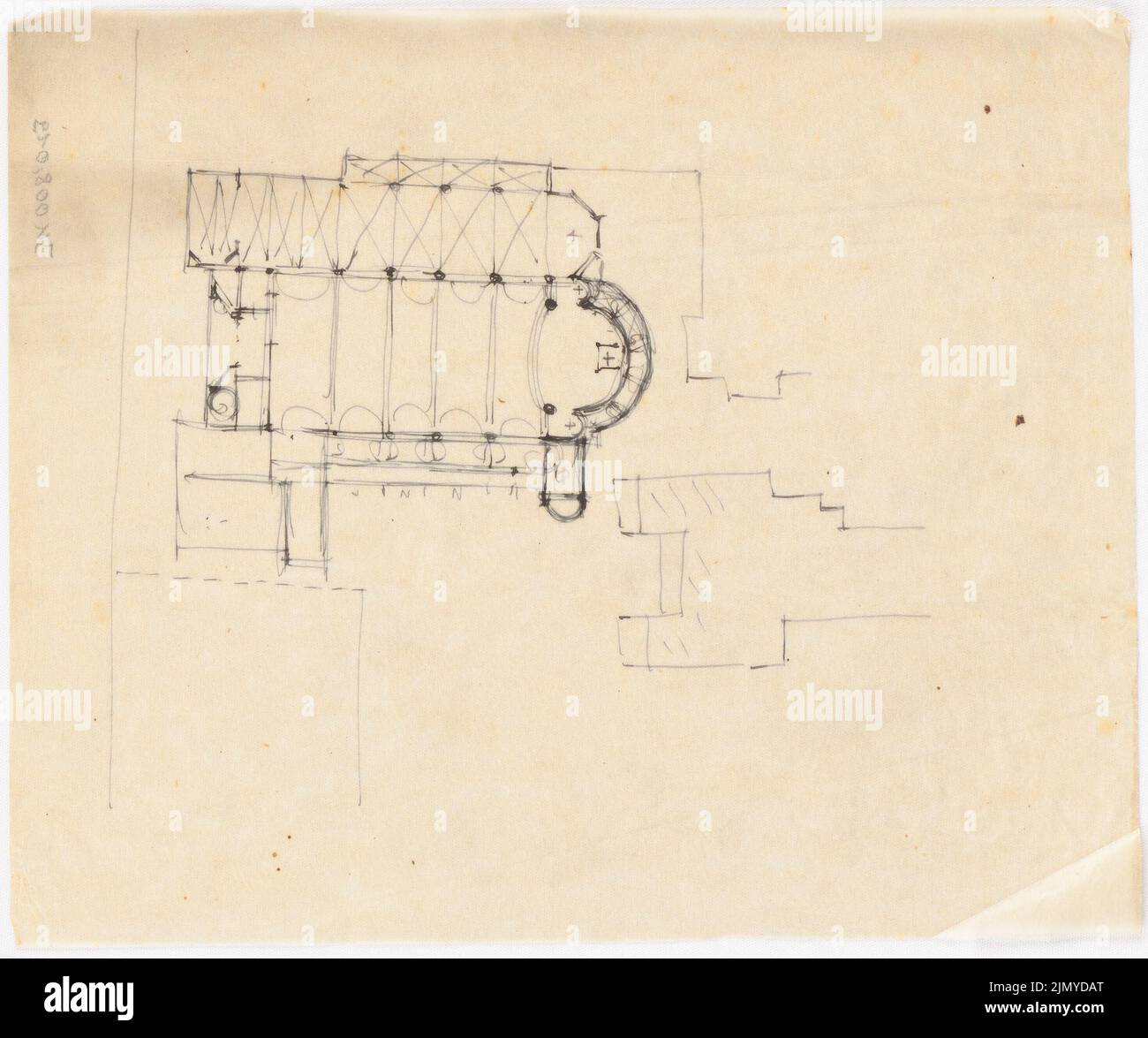 Klomp Johannes Franziskus (1865-1946), St. Martinus, Olpe (1894-1909): Grundrissenstudie (1: 500). Ink on transparent, 20.8 x 24.9 cm (including scan edges) Stock Photo