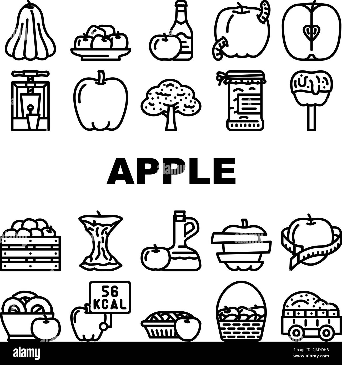 apple red food green leaf freash icons set vector Stock Vector Image ...