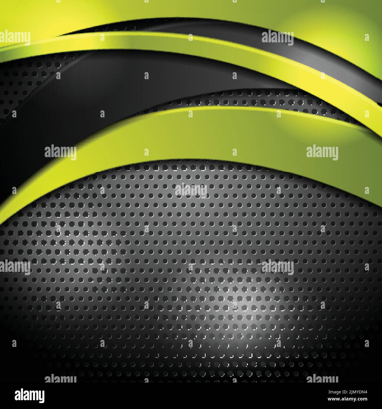 Green and black waves on perforated background. Vector corporate design Stock Vector