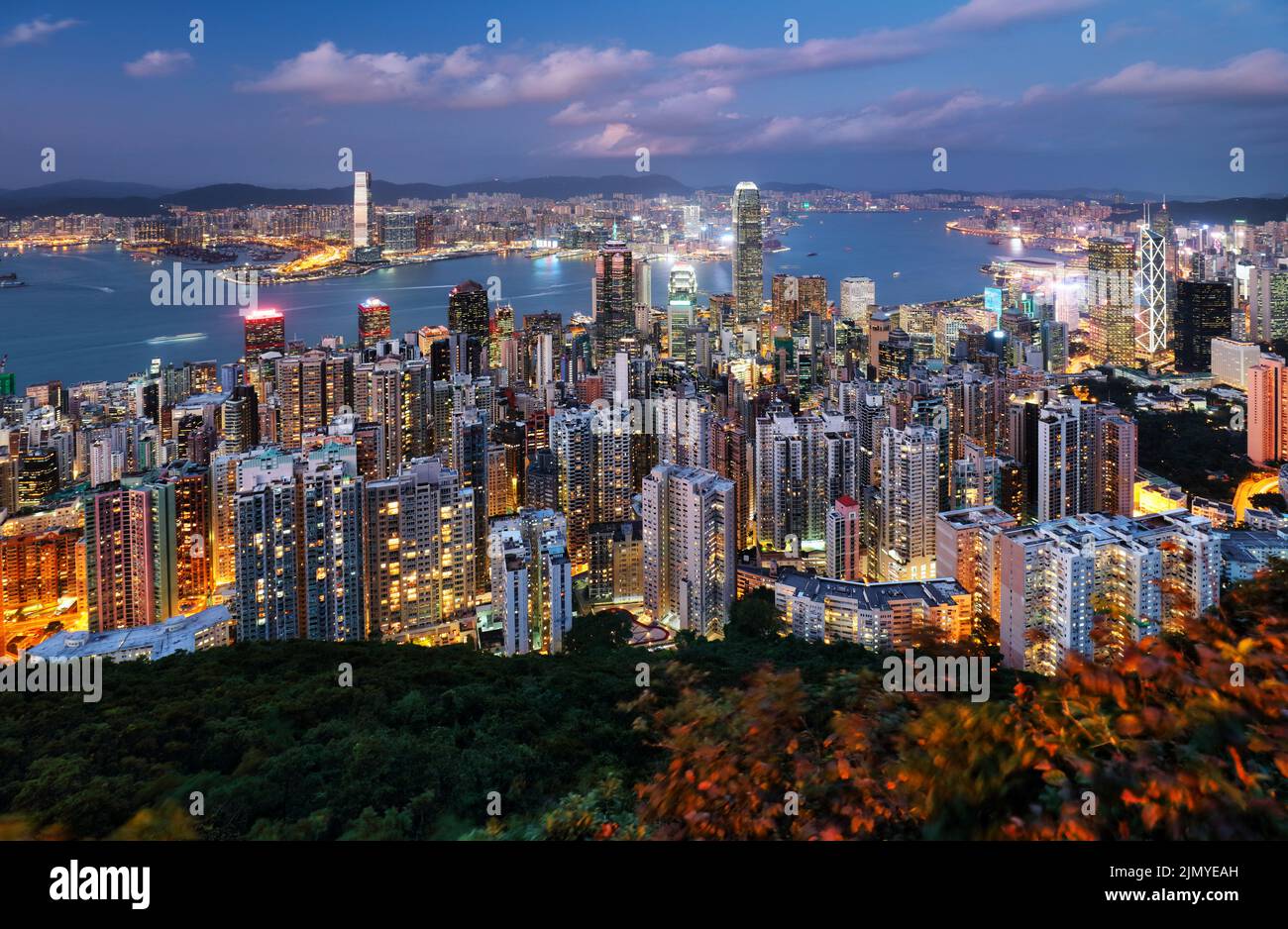 Hong Kong skyline from Victoria peak at night, China Stock Photo - Alamy