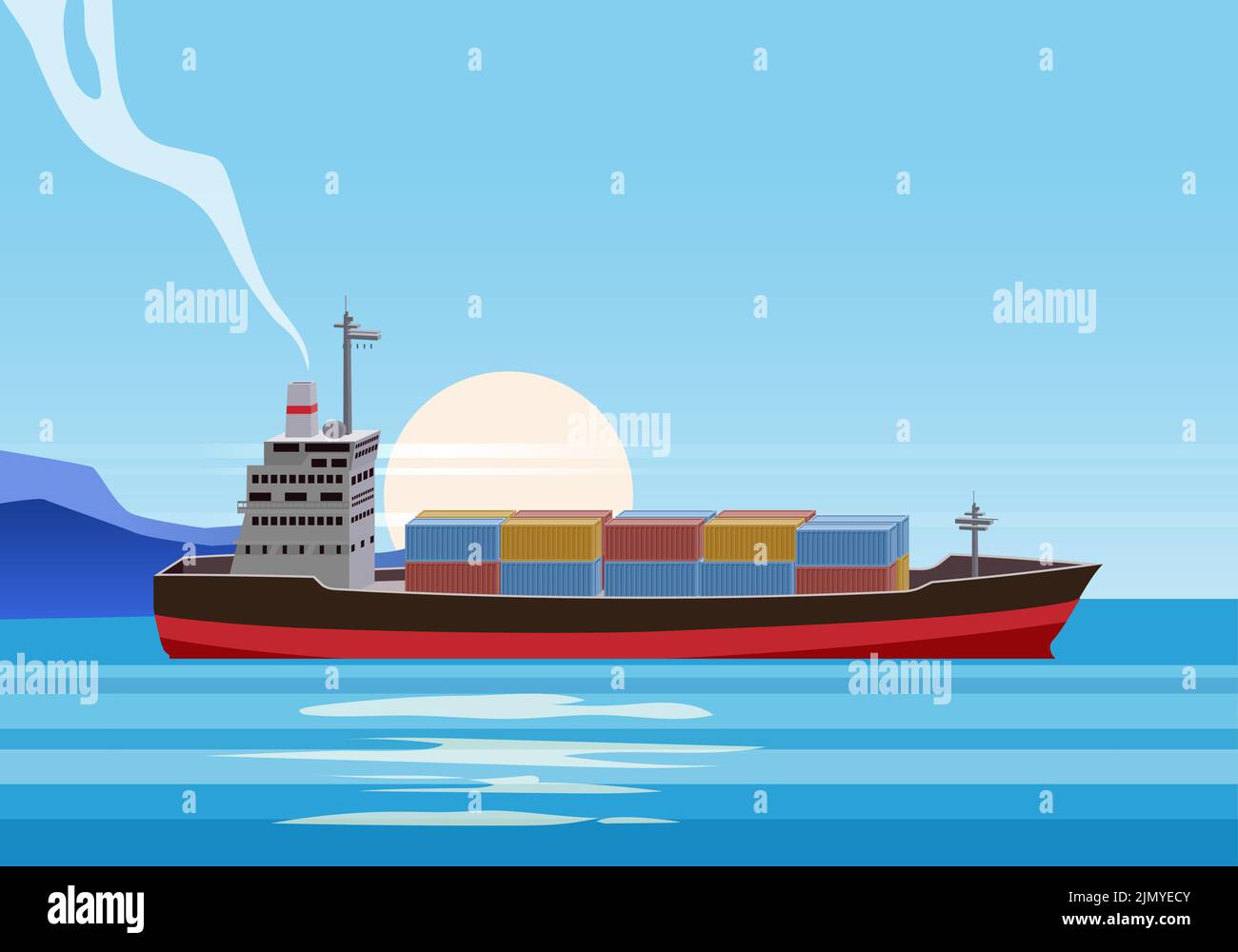 Shipwreck of cargo ship in ocean, vessel going under water and goods