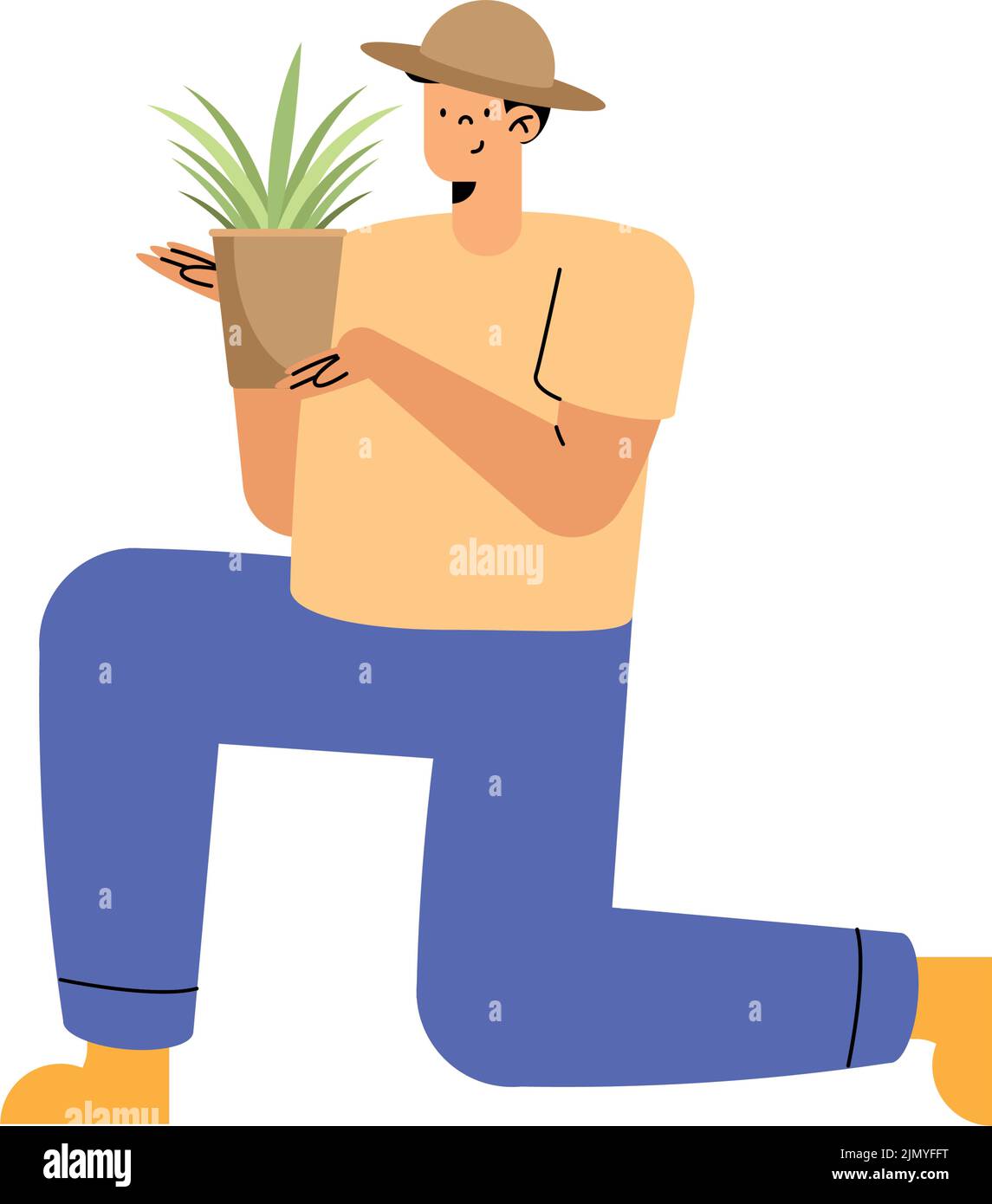 Kneeling farmer Stock Vector Images - Alamy